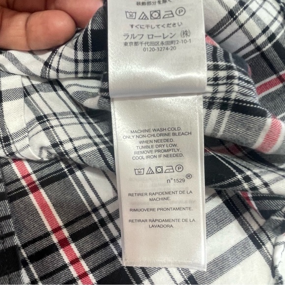 Lauren Ralph Lauren Plaid Non Iron Dress Shirt S White Black Red Blouse - Picture 10 of 14
